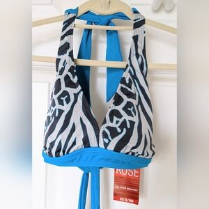 AERIN ROSE BANDED HALTER BIKINI TOP, NWT